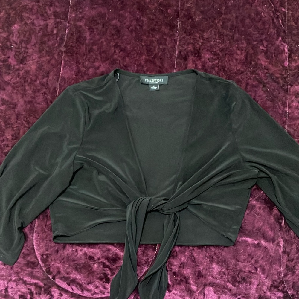 Black Tie-Front Top
